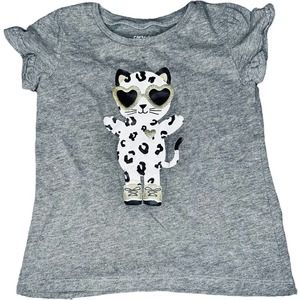 Carters Leopard Cat Gray T-Shirt Gently Used 3T Girls